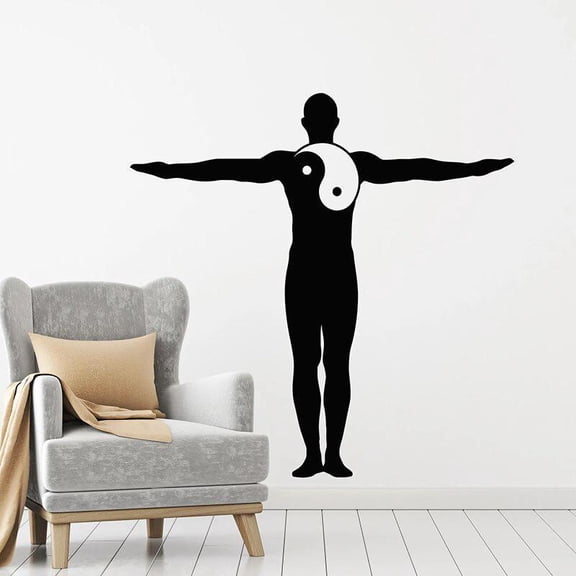 Human Body Wall Decal Yin Yang Zen Philosophy Harmony Balance Vinyl Window Stickers Meditation Room Interior Decor Mural 28x28cm