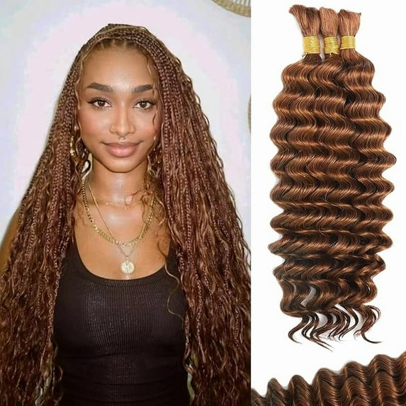 Human Braiding Hair For Boho Braids 120g Deep Wave Bulk Human Hair for Braiding Knotless 12A 100% Unprocessed Brazilian Virgin Hair Extensions Bulk Bohemian 3 Bundles Natural Color 18inch