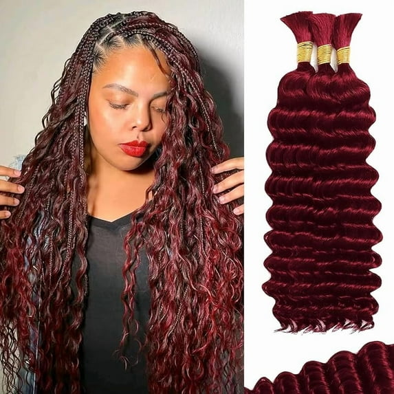 Human Braiding Hair For Boho Braids 120g Deep Wave Bulk Human Hair for Braiding Knotless 12A 100% Unprocessed Brazilian Virgin Hair Extensions Bulk Bohemian 3 Bundles Natural Color 18inch