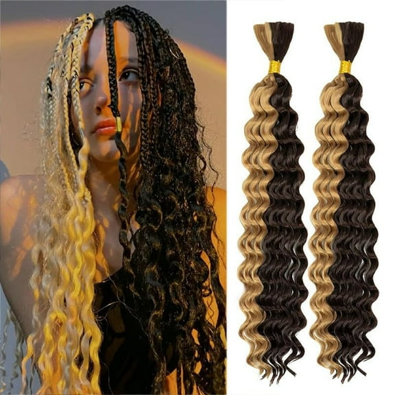 Human Braiding Hair For Boho Braids 200g 18 Inch Curly Braiding Hair for Braiding Knotless Deep Wave Human Hair Bundles (#E)