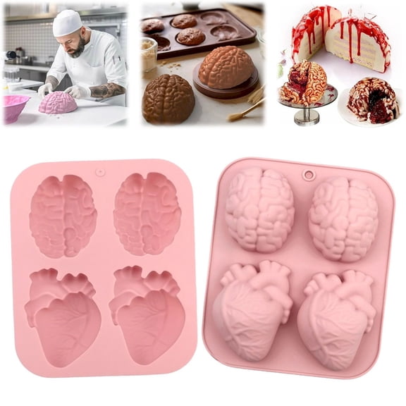 Human Brain Silicone Mold, Organ Shaped Baking Pan for Chocolate, Candy, Jelly & Soap Making, Creative Kitchen Tool for Fun Treats