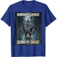 thumbnail image 1 of Human By Chance Sigma By Choice Cool Funny Wolf Meme Unisex T-Shirt for Men Women Kids Toddler,Royal Blue Color,Size M, 1 of 5