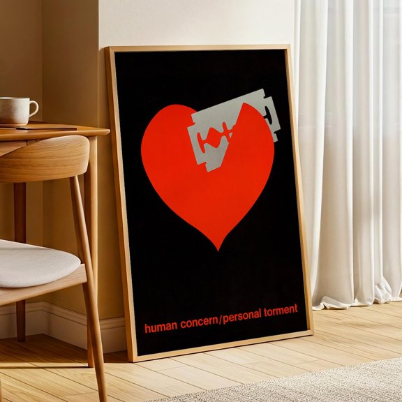 Human Concern Conceptual Heart Art Print Minimalist Graphic Design Modern Symbolic Wall Art Emotional Expression