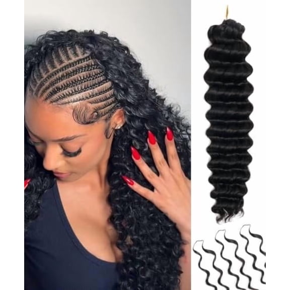 Human Crochet for Black Women, 18 Inch 50 Strands Miracle Knots | 60g Deep Wave Crochet Human Extensions, Knotless Pre-separated Invisible, Lightweight, , Black