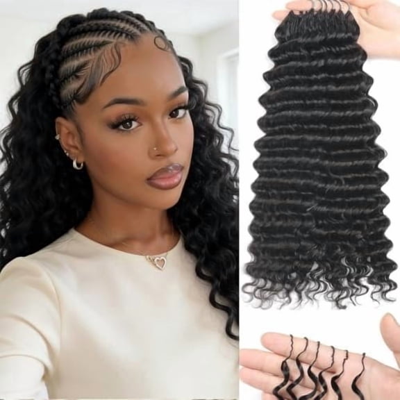 Human Crochet Hair for Black Women 16 Inch 120g Deep Wave Human Hair Pre-separated Invisible Miracle Knots Crochet Human Hair Extensions 100 Strands Black