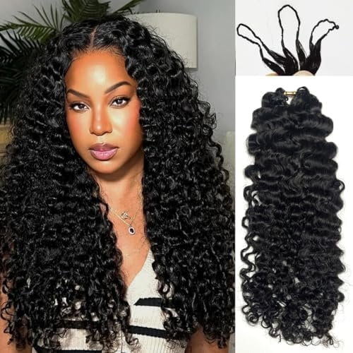 Human Crochet Hair Pre Looped Burmese Curly Crochet Human Hair Extensions 18inch 2Pack 120g Invisible Pre Separated Crochet Hair For Braiding