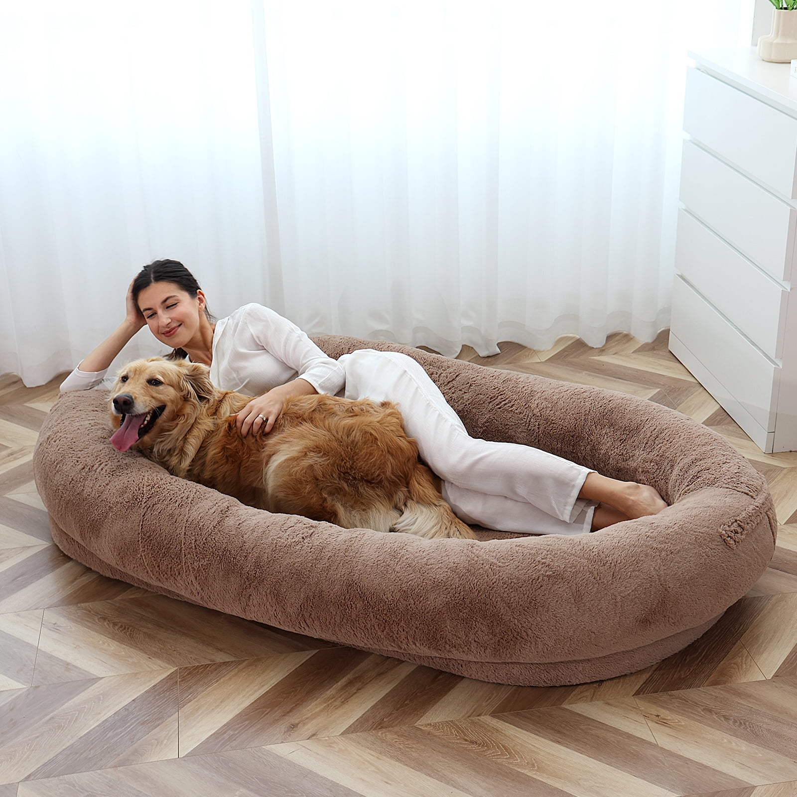 Human Dog Bed, 71"x47"x12" Dog Beds for Humans Size Fits You and Pets, Washable Faux Fur Human
