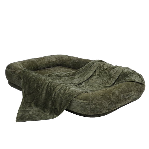 Human Dog Bed 71x47x12in Washable Extra Large Comfortable Pet Bed with Soft Blanket for Sleeping