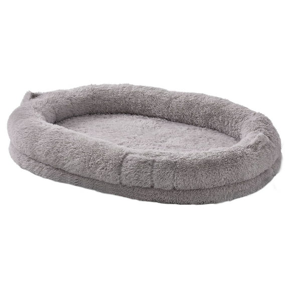 Human Dog Bed 72x48x10 Inches, Large Human-Sized Bean Bag Bed, Washable Plush Velvet Cover, for People and Pets