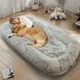 thumbnail image 1 of Human Dog Bed for Adults, 46 x 10 x 76 Long Human Size Dog Bed, Removable Cover, Orthopedic Design, Light Grey, 1 of 9