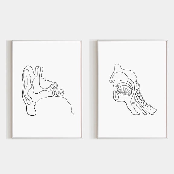 Human Ear Throat Anatomy Wall Art ENT Speech Therapy Office Decor Medical Clinic Set 2 Unframed Paper Print 8x12