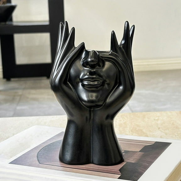 Human Face Art Ceramic Vase, Dry Flower Arrangement Vase for Decorative, Modern Sculpture White Planter Pot ,Table Centerpieces Wedding Office Kitchen Home Decor