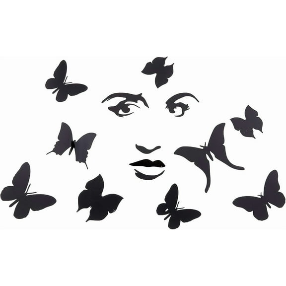 Human Face Wall Stickers Mirror Acrylic Wall Stickers DIY Peel and Stick Wall Decal for Living Room Bedroom Removable Wall Art Decals Black