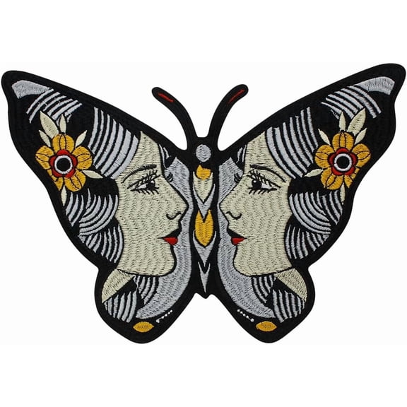 Human Faced Butterfly Patches Iron on Sew on Patch Embroidery Badges Personality Patches Patches for Backpacks 1 Piece