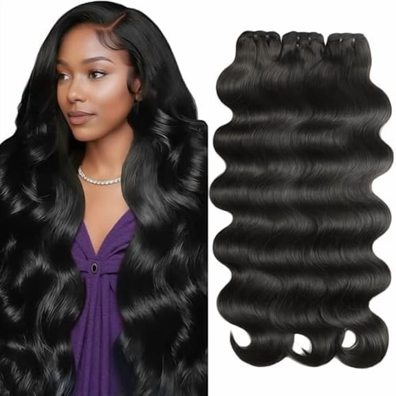 Human Hair 16 18 20 Inch Wave Human Hair Unprocessed Brazilian 3 Human Hair Quick Weave Extensions Black for Women
