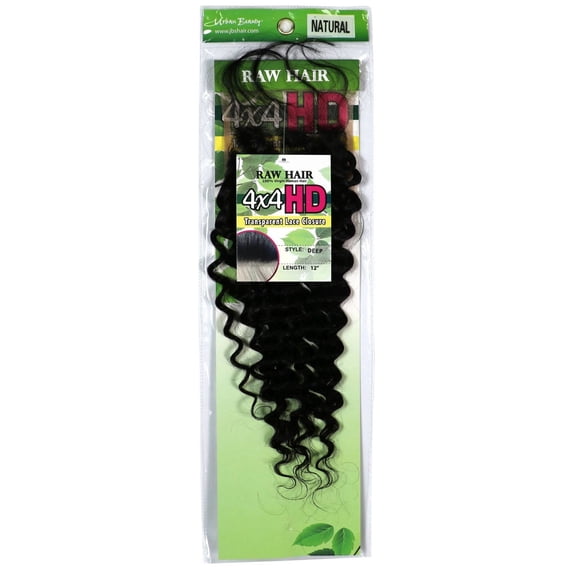 RAW 100% Virgin Human Hair 4x4 HD Lace Closure Deep Wave 12 Natural Color