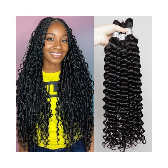 Human Hair Bulk for Braiding 100g/Pack Deep Wave Indian Remy Boho Braids Hair Bulk Extension