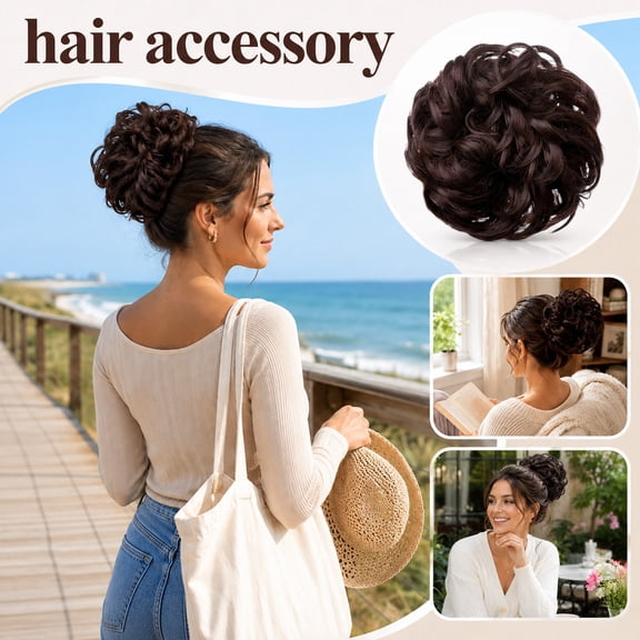Human Hair Bun, Messy Bun Hair Piece 100% Human Hair Bun Extension Scrunchie Chignon Ponytail Extensions for Women Updo Donut Hairpiece
