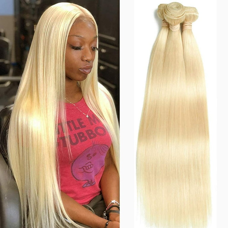 Human Hair Bundles 613 Bundles Blonde Bundles Remy Human Hair Bundles Straight 3 Pcs 10 12 14 100gram Pc Walmart