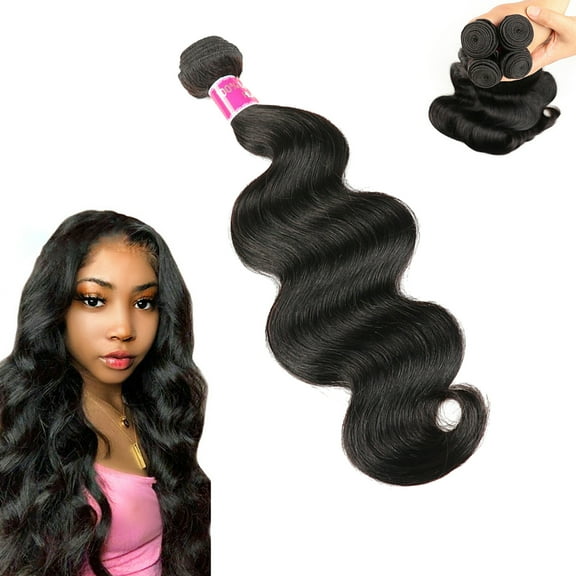 Human Hair Bundles Body Wave Human Hair Bundles Human Hair Extensions 20/22 Inch Unprocessed Brazilian Quick Weave Extensions Natural Black, 20inch