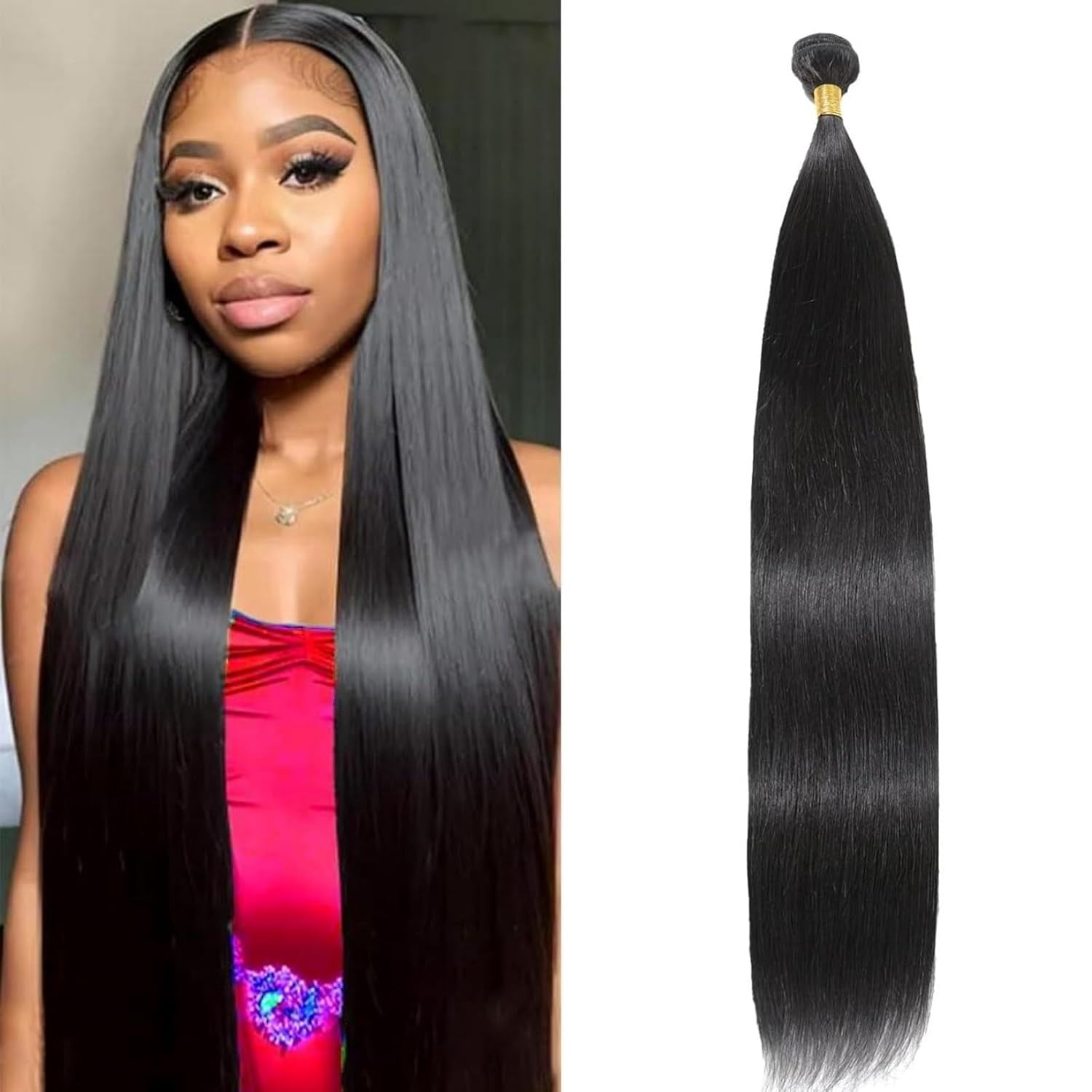 Human Hair Bundles,Straight 1 Bundles 22 Inch,16A Bundles Human Hair,100% Unprocessed Virgin Brazilian Hair Extensions Double Weft, Quick Weave Sew In Hair Bundle