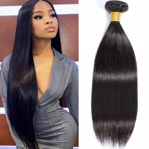 Human Hair Bundles Straight Single Bundle 10A Unprocessed Brazilian Virgin Hair Bundles 100% Human Hair Extensions 1B Natural Color(22 inch)