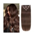 thumbnail image 1 of Human Hair Clip in Hair Extensions, 8 Pcs 120g/Set Brown Color Human Hair Extensions 16-26 Inch Straight Brazilian Remy Hair Clip in Hair Extensions, 1 of 7