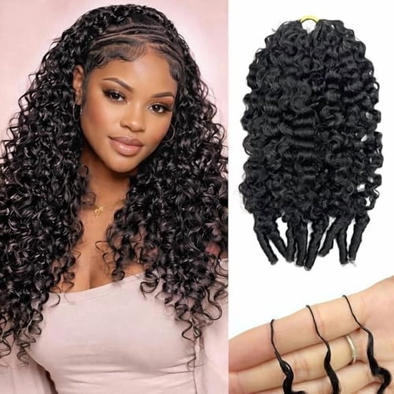 Human Hair Crochet Hair Burmese Curly, Pre-Looped & Pre-Separated Crochet Braids,  Black, Soft Lightweight, No Shedding,  Free, Crochet Hair for Black Women 50strands 60g 16 Inch