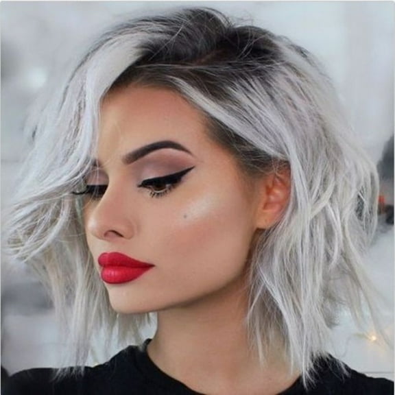 Human Hair Hair Wigs Colors Women Gray Short Natural Gradient Mix Curly Full Synthetic Wig wig