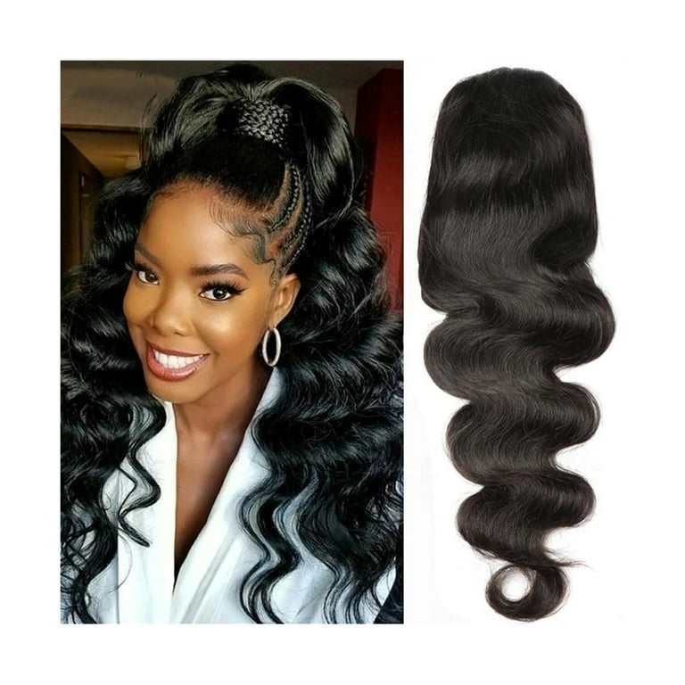 Clip in human hair extensions ponytail top