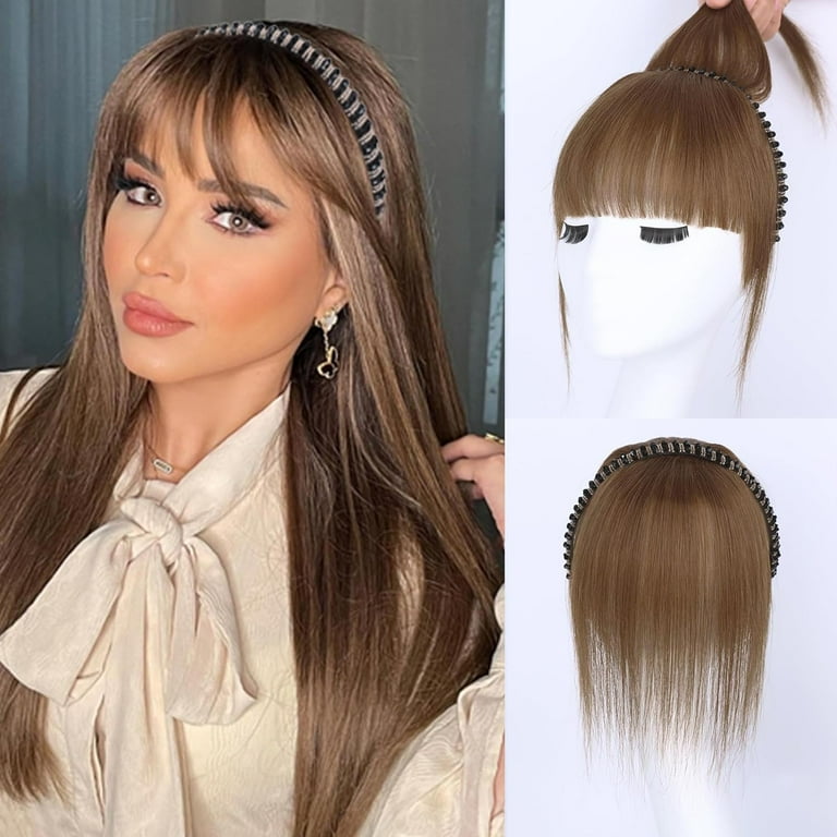 Human Hair Toppers with Rhinestone Band for Women Straight Hairpiece for Thinning Hair Clip in Bangs with Band 2 Walmart