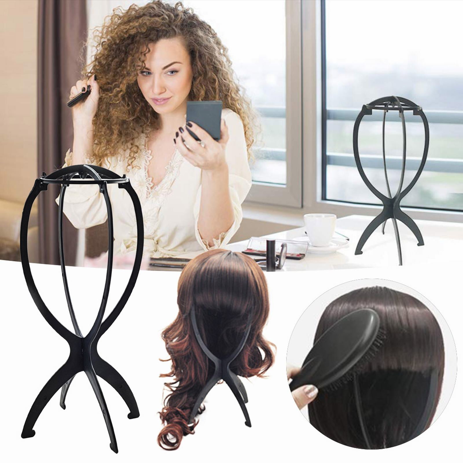 Human Hair Wig, 3 Black Short Wig Holder Portable Removable Wig Dryer for Stable Placement of ...