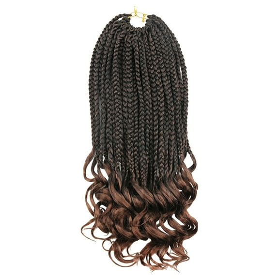 Human Hair Wig Fiber Crochet Hair With Three Braids Wrapped Around The Tail Box Braids Curly Ends Horsetail Wig Headband Wigs