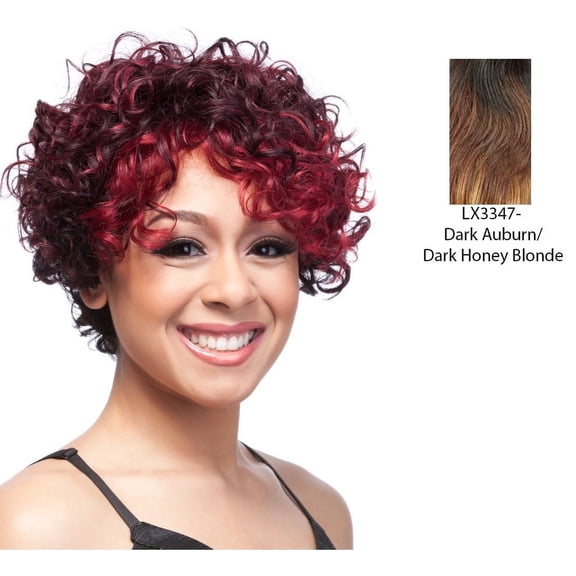 Human Hair Wig,Two Tone Frost Blend Of Dark Auburn Layer Over Dark Honey Blonde Bottom
