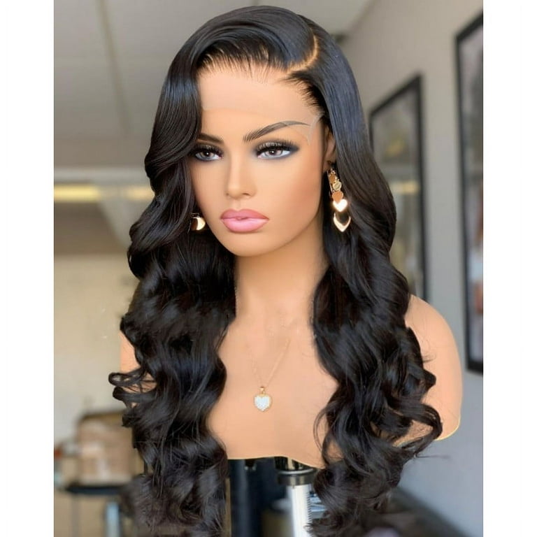 Human Hair Wigs - HD Lace Front Wigs Human Hair Pre Plucked with Baby Hair  180％ Density 4x4 HD Human Hair Lace Front Wigs for Black Women Natural  Color 26 inch 