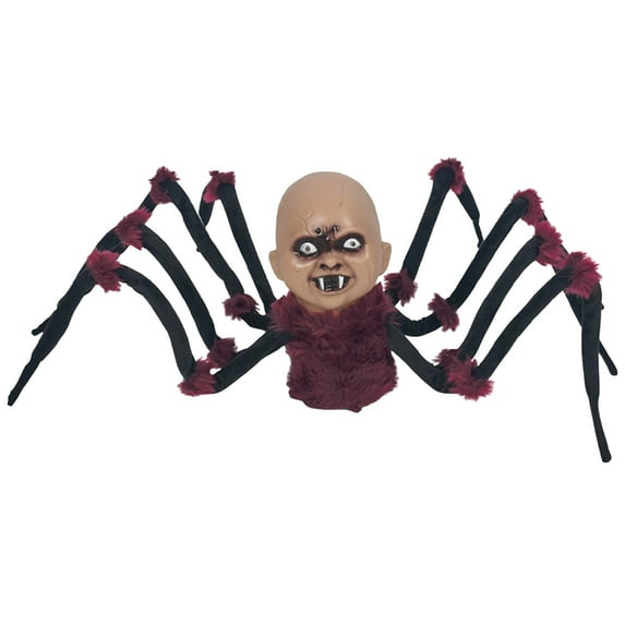 Human Head Crawling Spider-Halloween Decorations-Halloween Decoration Halloween Head Decoration Glowing Crawling Indoor and Outdoor Sound Effects