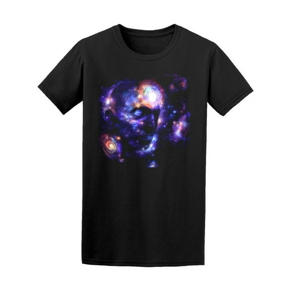 Human Head In Space Brain T-Shirt Men -Image by Shutterstock, Male Large
