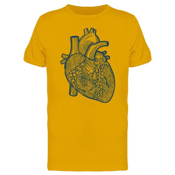 Human Heart Blue Ink T-Shirt Men -Image by Shutterstock, Male Small
