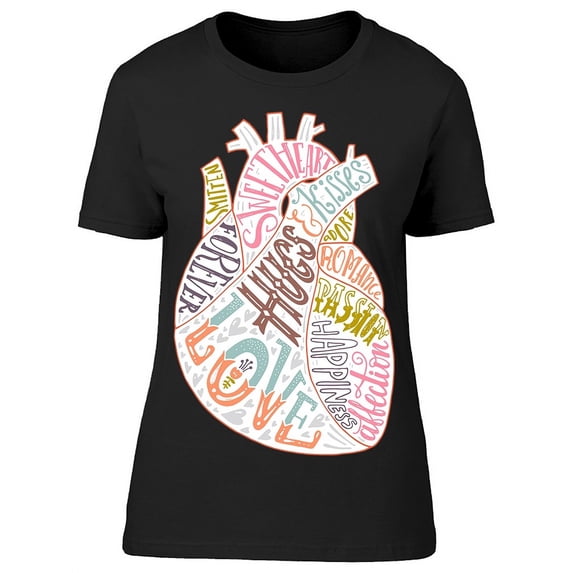 Human Heart Love Phrases Tee Women's -Image by Shutterstock