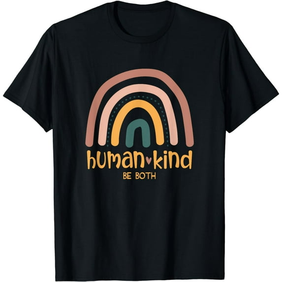 Human Kind Be Both Equality Kindness Humankind Retro Rainbow T-Shirt