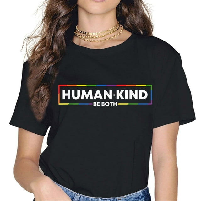 Human Kind Be Both Pride Month LGBTQ Lesbian Gay Women Rainbow T-Shirt ...