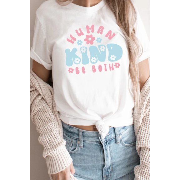 Human Kind Be Both Spring Floral Graphic Tee T-Shirt