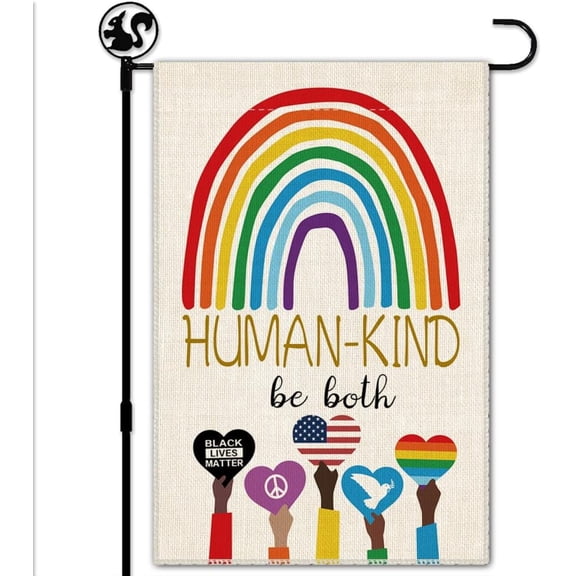 Human Kind Be Both Welcome Garden Flag Yard Outdoor Farmhouse Decorations, Be Kind Flag Gift for Families Friends, Ally flag, Disability Flag, Equality Flags, Indigenous People Garden Flag