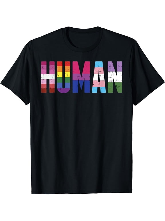 Human LGBTQ Gay Pride Ally Equality Bi Bisexual Trans Queer T-Shirt Black 2X-Large