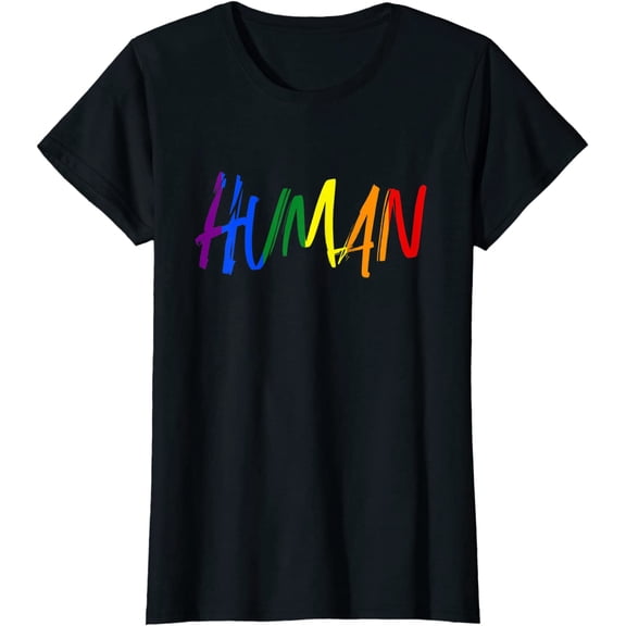 Human LGBTQ Pride Short Seelve Casual Round Neck T-Shirt