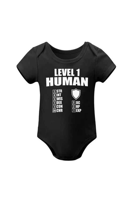 Human Level One - Baby Clothes - Funny Newborn Bodysuit Outfits for Boys And Girls Black-style 3months