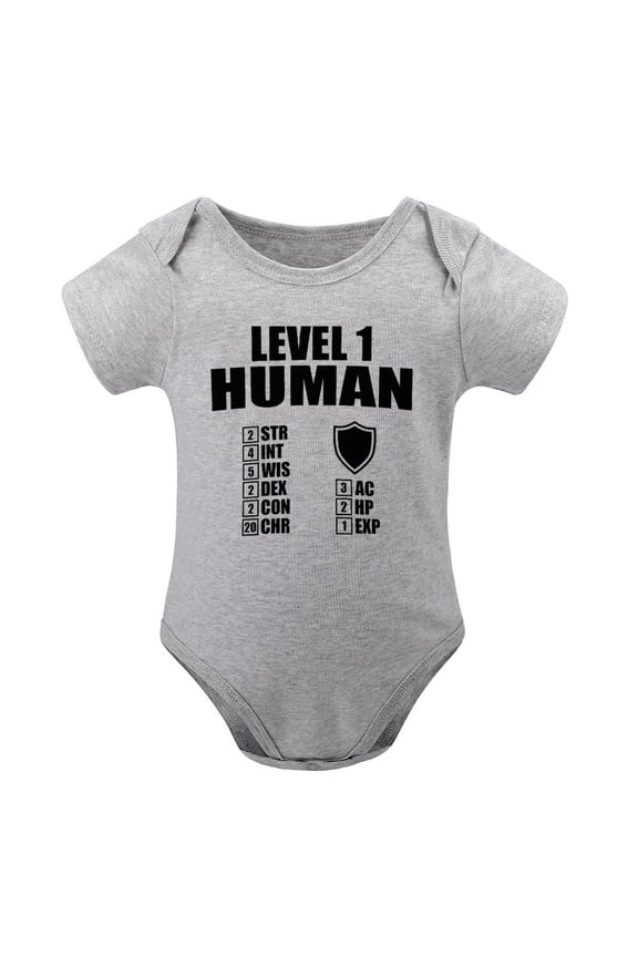Human Level One - Baby Clothes - Funny Newborn Bodysuit Outfits for Boys And Girls Gray-style-1 6months