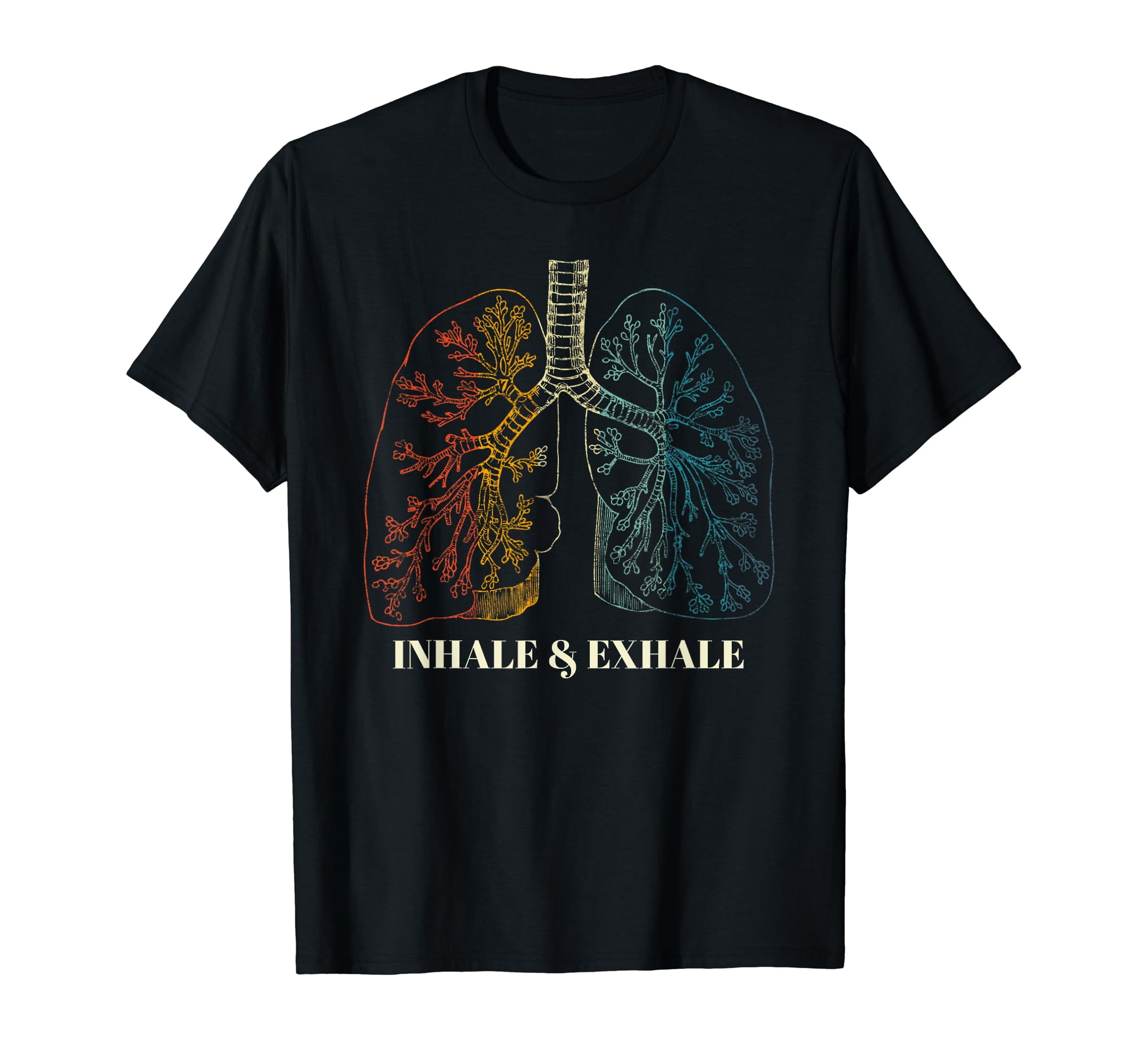 Human Lungs Anatomy Inhale Oxygen and Exhale Carbon Dioxide Vintage Men ...