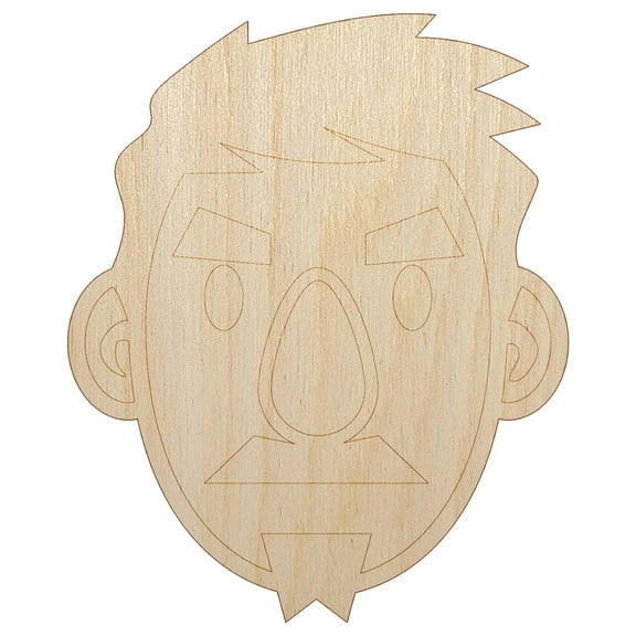 Human Male Character Face Wood Shape Unfinished Piece Cutout Craft DIY Projects - 6.25 Inch Size - 1/8 Inch Thick