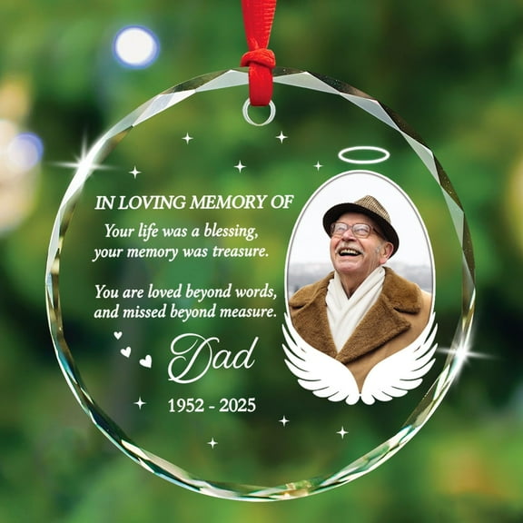 Human Memorial Glass Ornament Xmas 2025, Personalized Picture Frame in Loving Memory of Christmas Ornament, Sympathy Loved One Christmas Tree Decor, Custom Name Remembrance Condolence Glass Ornaments
